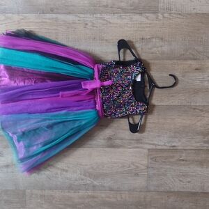 Iris & Ivy Multicolor Sequin Tulle Girls Party Dress - Pink, Purple